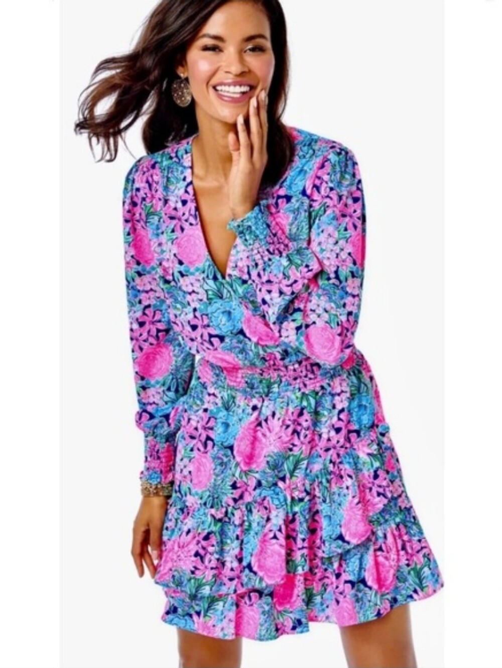 Lilly Pulitzer Cristiana Dress Oyster Bay Navy Always Be Blooming